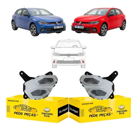 Par Farol Milha Auxiliar Vw Polo Gts 2023 24 2025 Led Novo Cristal