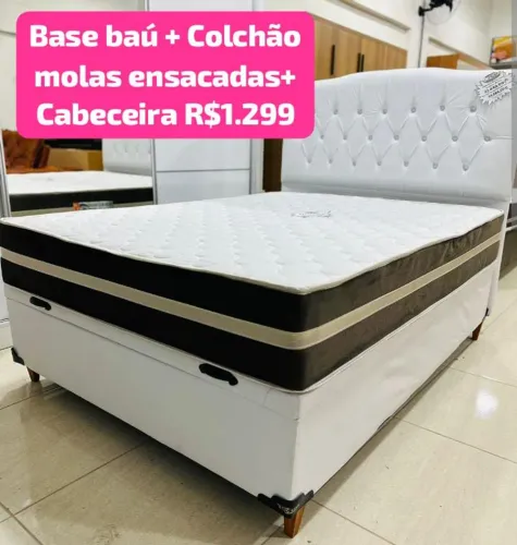 Box baú + colchão molas ensacadas+ cabeceira 