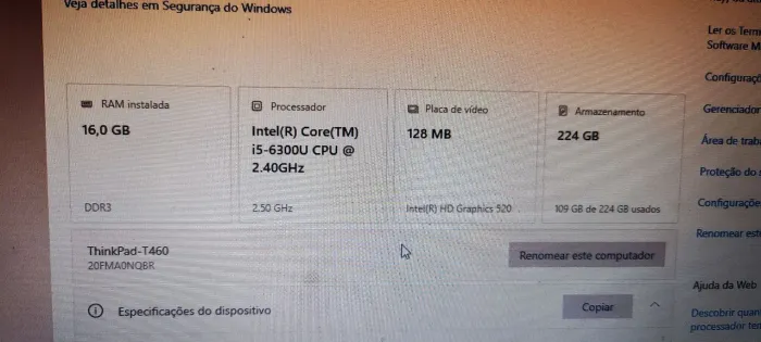 Notebook Lenovo thinkpad