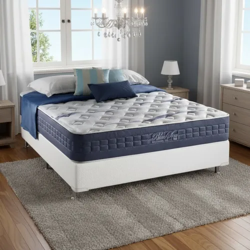 Colchão Casal Blue Sea 31 cm D28 Molas Ensacadas + Base  Branco -pronta entrega 