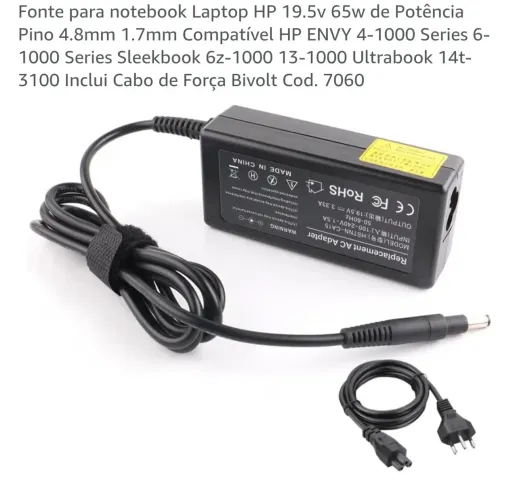 Fonte de Notebook HP novo