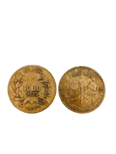 2 moedas de 1000 réis anos 1922/1927