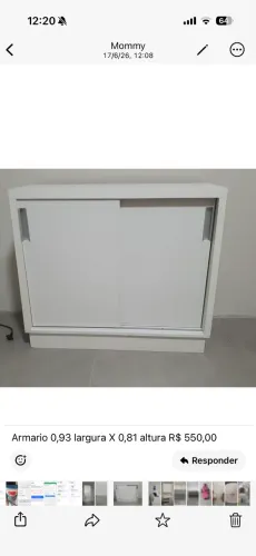 Armário com prateleira e porta de correr 0,93 largura X 0,81 altura