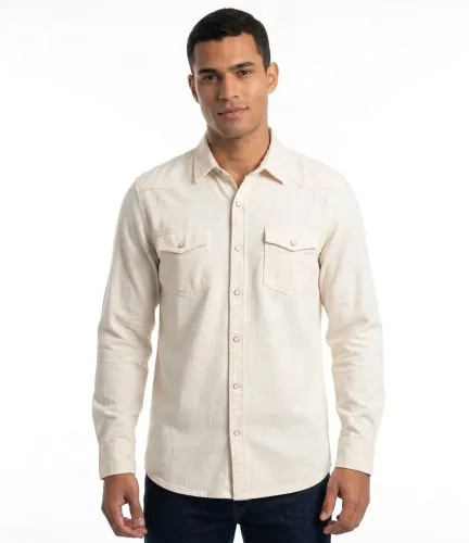 Camisa de sarja masculino Hering off white 