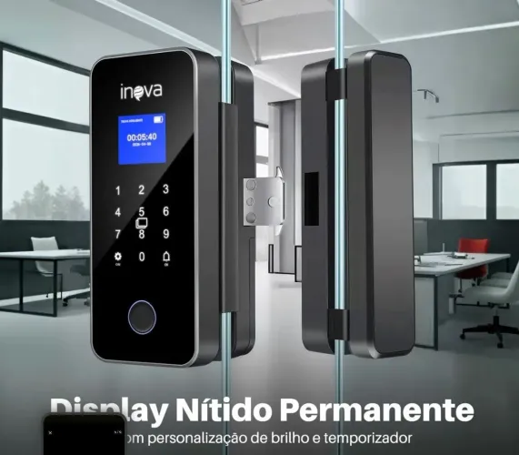 Fechadura digital para portas de vidro.
