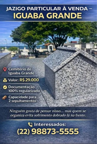 JAZIGO PARTICULAR À VENDA - IGUABA GRANDE