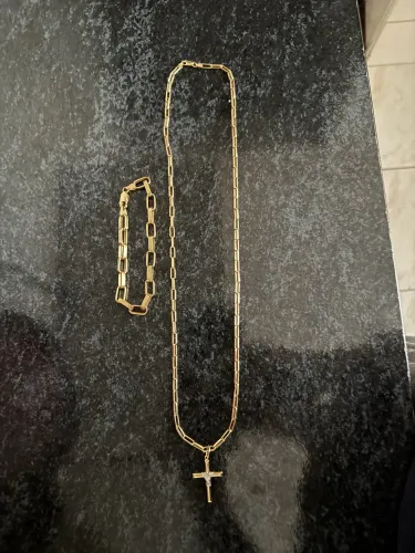 vendo conjunto tijolinho em ouro 18k