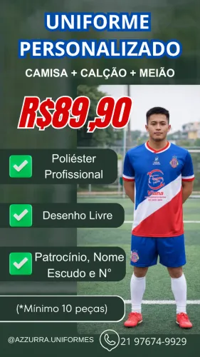 Uniforme de futebol personalizado com o seu desenho