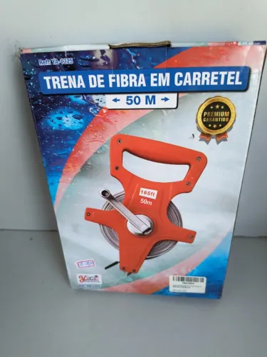 LT134 Trena 50 Metros Fita Fibra Vidro C/Manivela Profissional