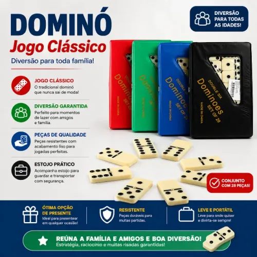 Dominó - Estojo Com 28 Peças