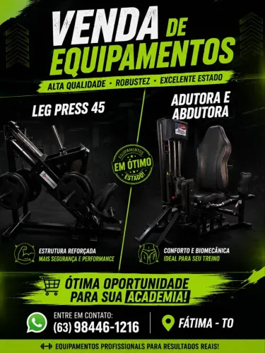 Leg press 45 e cadeira adutora e abdutora a venda.