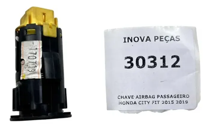Chave Airbag Passageiro Honda City Fit 2015 2019 Preto