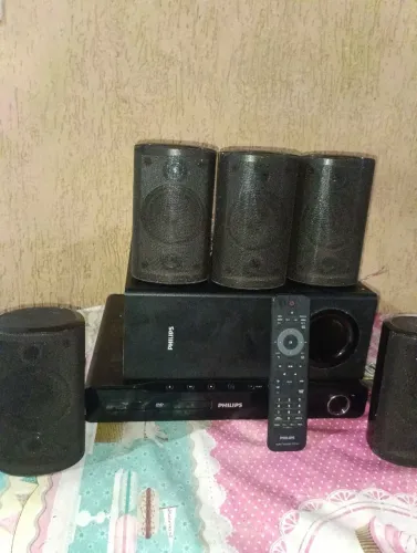 Home Theater Dvd Philips Hts3510 5.1 Sub Woofer Completo 1cb Preto