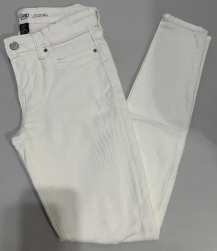 Calça Jeans GAP Feminina Skinny Tamanho 34 Cor Branca Cintura Média Algodão