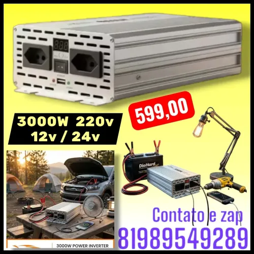 Inversor de 3000w 12v Saída Ac Alta Potência