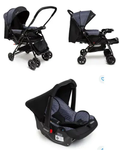 Carrinho de bebê + bebe conforto Cosco + banheira 