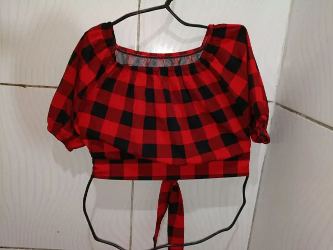 Blusa Cropped Xadrez Feminina M 