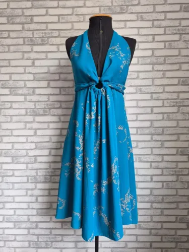 Vestido Midi Azul Petróleo Raminhos, G