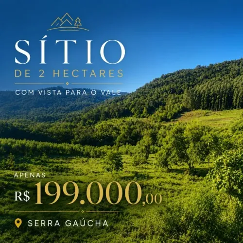 EXCELENTE OPORTUNIDADE NA SERRA GAÚCHA - TRÊS COROAS/RS - 2 HECTARES COM ESCRITURA 