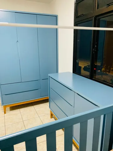 Quartinho completo Reller móveis azul