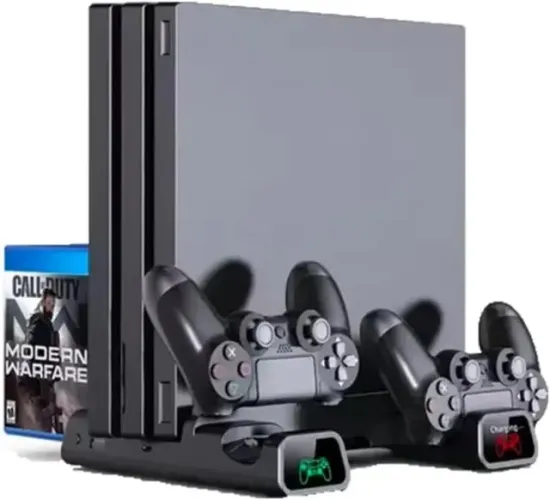 Suporte Base Vertical, Cooler E Carregador Ps4 Pro Slim Fat.