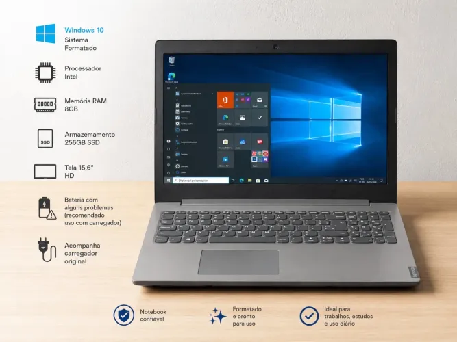 Notebook Lenovo | Windows 10 formatado | pronto para o uso + carregador 