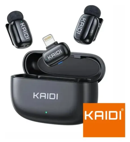 Microfone Lapela Bluetooth Kaidi 5.2 Condensador Omnidirecional iPhone iPad