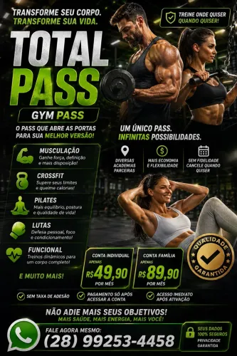 7. SEU PLANO TOTALPASS POR R$49,90 - TREINE ONDE QUISER!
