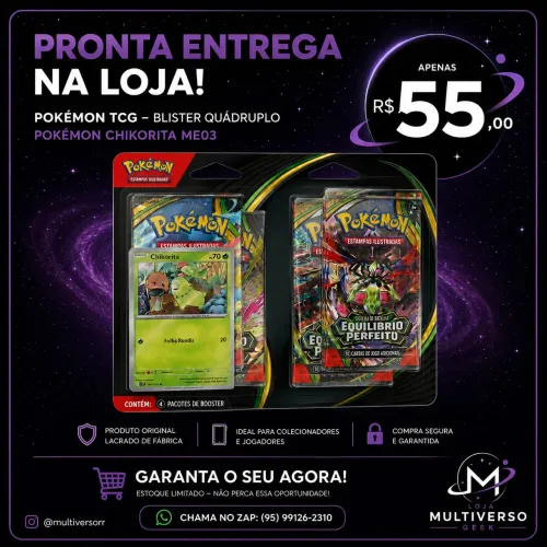 Blister Quádruplo Pokemon Chikorita ME033.