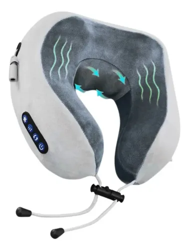 almofada massagem relaxante p pescoço cervical alivia dor cor cinza am-132