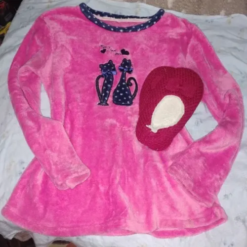 kit pijama G feminina adulta pelúcia e pantufa