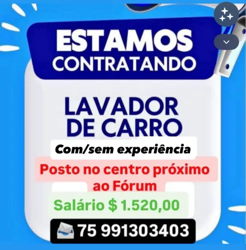 Lavador de carros com e sem experiência