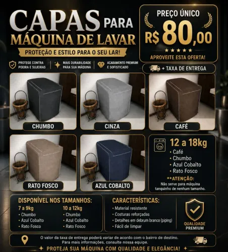 Capa para máquina de lavar