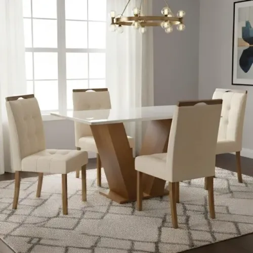 Mesa Jantar Classic 1,20m 4 Cadeiras 100% MDF - Produto Novo! Pronta Entrega!