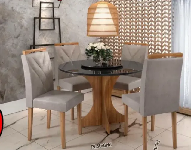 Conjunto Mesa Redonda Sienna 1,00m com Vidro Laqueado - Nova Na Caixa, Frete Grátis!!!