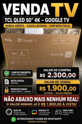 TV TCL QLED 4K 50? Google TV Nova Lacrada com Nota Fiscal