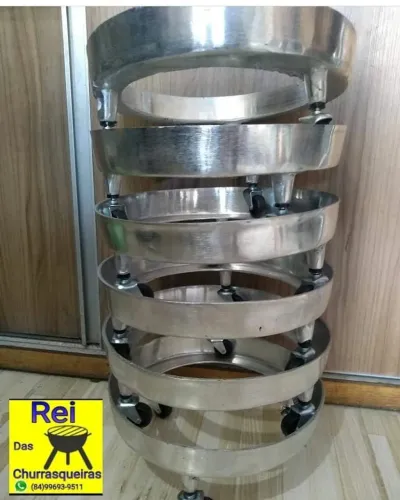 Suporte para botijão e vasos de plantas aluminio fundido com rodinha 
