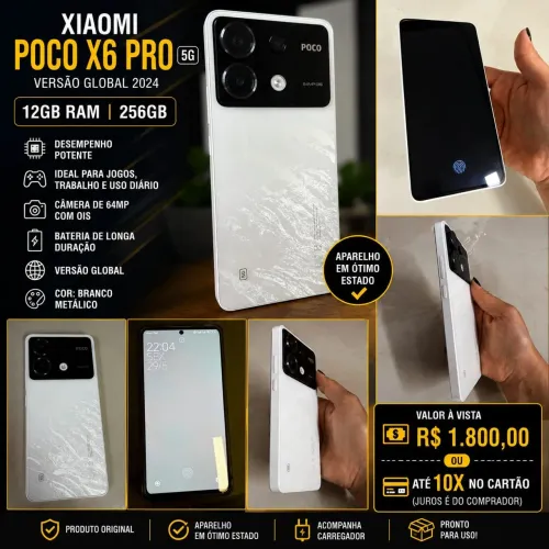 Xiaomi Poco X6 Pro 12gb Ram 256gb Global 2024 - Branco metálico