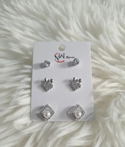 Kit de Brincos Femininos Prata - 3 Pares Delicados e Elegantes