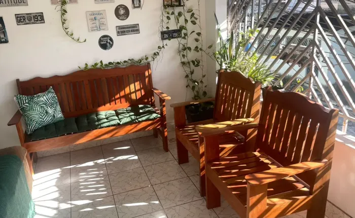 Conjunto de Pátio de madeira, lindo para decorar o seu patio