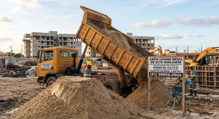 Areia Lavada Média de Alta Qualidade | Para Concreto, Assentamento e Reboco