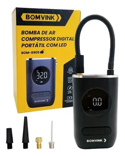 Mini Compressor de Ar Portatil Recarregavél Calibrador
