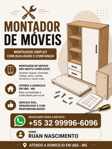 Montador de Móveis - Atendimento em Domicílio em Ubá/MG