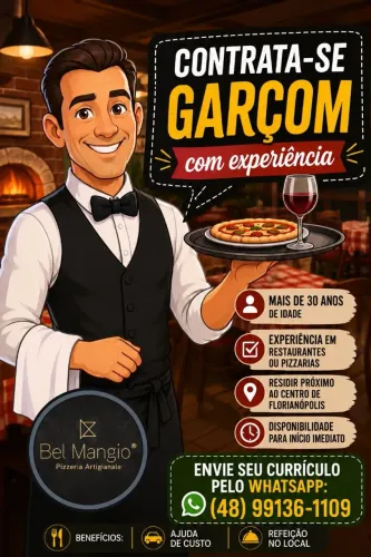 Contrata-se, garçom para início imediato.