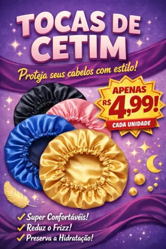 Toucas de cetim 3 por 10,00