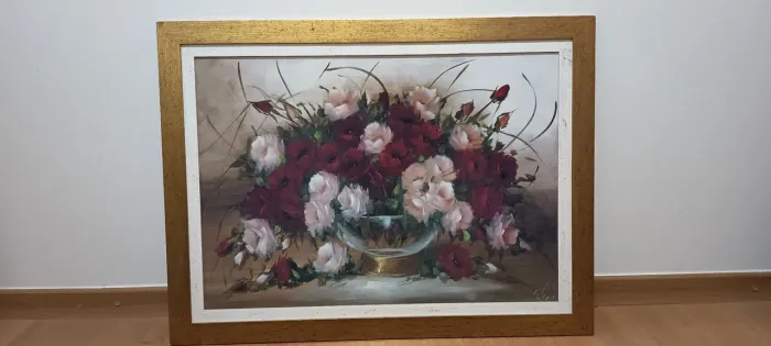 Quadro flores tela a óleo