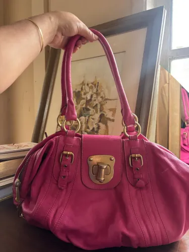 Bolsa animale couro legítimo pink