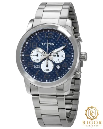 Citizen AN8050-51M: Cronógrafo, Aço 43mm, Mostrador Azul Texturizado e 100m Resistência