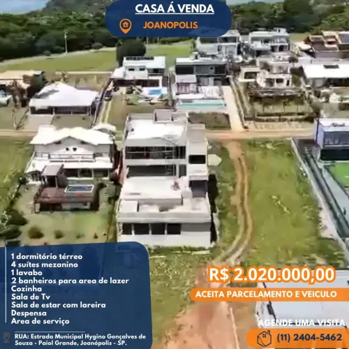Sobrado para venda tem 600 metros quadrados com 5 quartos em Centro - Joanópolis - SP