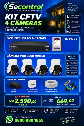 Kit câmeras giratória intelbras, instalado